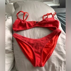 triangl red terrycloth bikini top-small plus bottom- regular xs